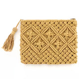 Bohemian Style Straw Clutch Bag with Tassel Handbag