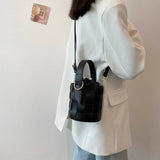 Women's Lattice Shoulder Bag Crossbody Bucket Handbag