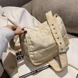 Cotton-Padded Handbag Messenger Bag Crossbody Buckle Shoulder Purse