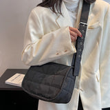 Cotton-Padded Handbag Messenger Bag Crossbody Buckle Shoulder Purse