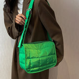 Cotton-Padded Handbag Messenger Bag Crossbody Buckle Shoulder Purse