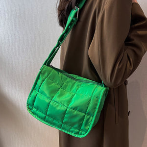 Cotton-Padded Handbag Messenger Bag Crossbody Buckle Shoulder Purse