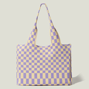 Women's Shoulder Bag Knitted Handbag Checkered Bags