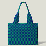 Women's Shoulder Bag Knitted Handbag Checkered Bags