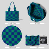 Women's Shoulder Bag Knitted Handbag Checkered Bags