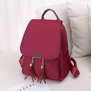 Women's Tassel Backpack School Bag Waterproof Travel Oxford Cloth Backpack