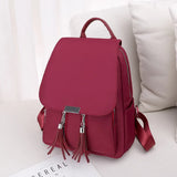 Women's Tassel Backpack School Bag Waterproof Travel Oxford Cloth Backpack