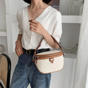 Women's PU Leather Waist Bag Zipper Messenger Crossbody