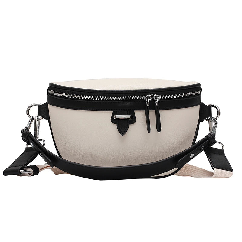 Women's PU Leather Waist Bag Zipper Messenger Crossbody