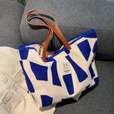 Autumn Geometric Pattern Canvas Tote Shoulder Bag for Women