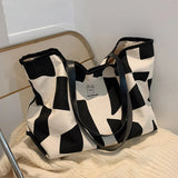 Autumn Geometric Pattern Canvas Tote Shoulder Bag for Women