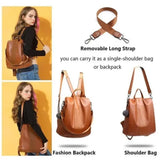 Vintage Leather Ladies' Anti-Theft Backpack & Shoulder Bag