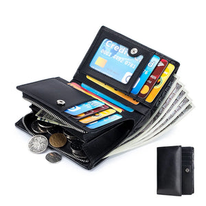 Men's Short RFID Leather Wallet - 4 Color Options