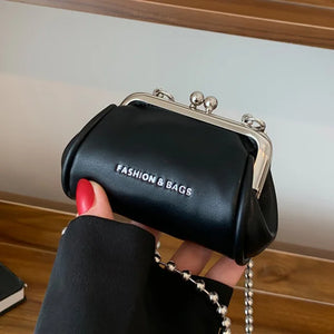 Women's Mini Chain Shoulder Bag Orange Party Clutch Kiss Lock Messenger Bag