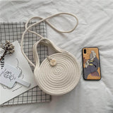 Round Cotton Rope One Shoulder Woven Bag Beach Bag