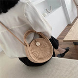 Round Cotton Rope One Shoulder Woven Bag Beach Bag