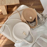 Round Cotton Rope One Shoulder Woven Bag Beach Bag
