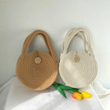 Round Cotton Rope One Shoulder Woven Bag Beach Bag