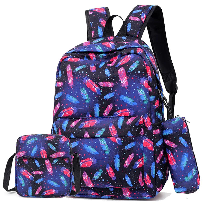 Waterproof Girls School Bags 3 pcs Backpacks Set Kids Travel Backpacks
