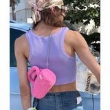 Winter Plush Bag Small Handbags for Women Tote Lamb Fleece Messenger Shoulder Ba