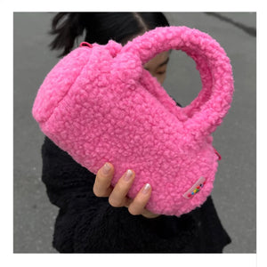 Winter Plush Bag Small Handbags for Women Tote Lamb Fleece Messenger Shoulder Ba