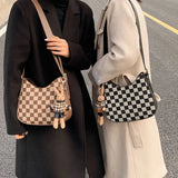 2023 Fashion Ladies Shoulder Bag Retro Plaid Saddle Bag