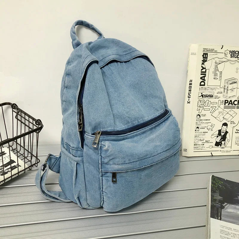 2023 Gray Denim Backpack Women's Shoulder Bag