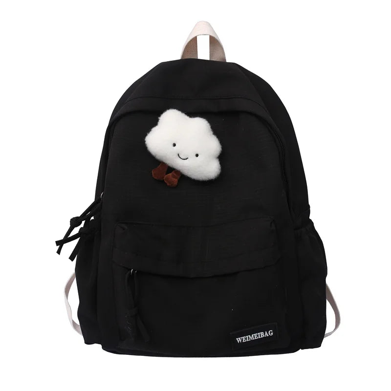2023 Waterproof Nylon Women School backpack Large Solid Girls Travel Bag
