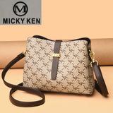 2023 Women Cowhide Leather Handbag 3 Layers Shoulder Crossbody Sac