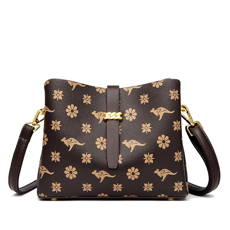 2023 Women Cowhide Leather Handbag 3 Layers Shoulder Crossbody Sac