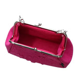 Women Clutches Handbag Flower Shoulder Bag Carving Silver Metallic Strap