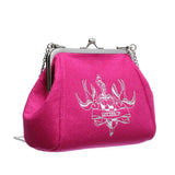 Women Clutches Handbag Flower Shoulder Bag Carving Silver Metallic Strap