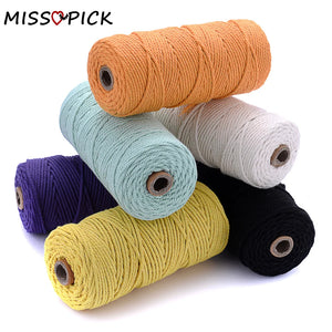 3mm Cotton Twisted Cord Rope Macrame String for DIY Home Textile Wedding Decor