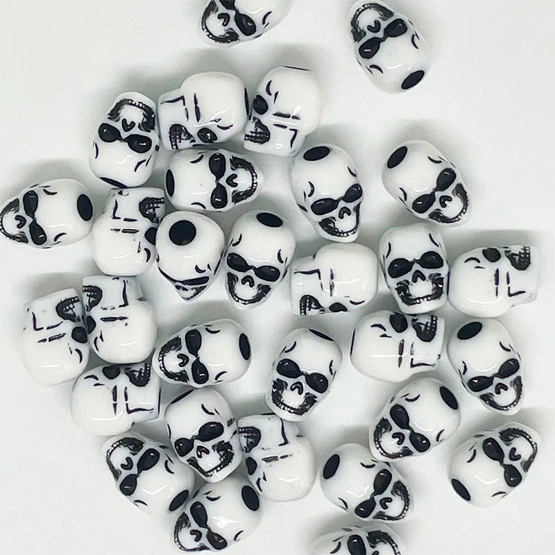 20pcs Halloween Skull Beads Acrylic 4.8mm Big Hole for Bracelet Necklace