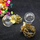 20 Sets 20*15mm Glass Globe Ring Flower Tray Finding Set