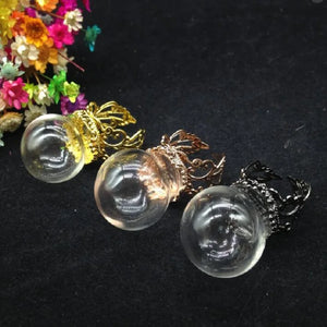 20 Sets 20*15mm Glass Globe Ring Flower Tray Finding Set