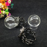 20 Sets 20*15mm Glass Globe Ring Flower Tray Finding Set