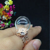 20 Sets 20*15mm Glass Globe Ring Flower Tray Finding Set