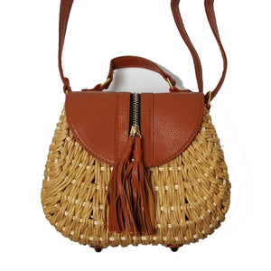 Beach Casual Straw Bag with Tassel Pendant for Women A2311