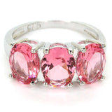 Pink Morganite Kunzite Smokey Quartz 925 Sterling Silver Ring