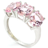 Pink Morganite Kunzite Smokey Quartz 925 Sterling Silver Ring
