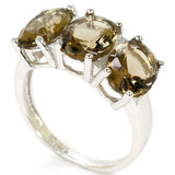 Pink Morganite Kunzite Smokey Quartz 925 Sterling Silver Ring