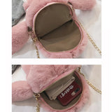 Cute Bunny Rabbit Women Shoulder Bag Crossbody Faux Fur Messenger Purse