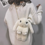 Cute Bunny Rabbit Women Shoulder Bag Crossbody Faux Fur Messenger Purse