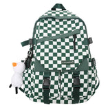 Nylon Plaid Backpack School Bag for Girls Student Travel Lady Student