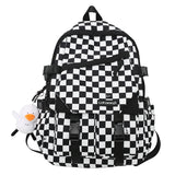 Nylon Plaid Backpack School Bag for Girls Student Travel Lady Student