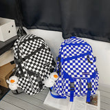 Nylon Plaid Backpack School Bag for Girls Student Travel Lady Student