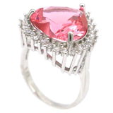 Gorgeous Big Heart Shape Pink Morganite CZ Ladies Silver Rings