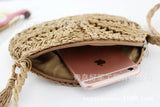 Small Straw Coin Purse Bag with Tassel, Weave Design, Casual Style