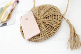 Small Straw Coin Purse Bag with Tassel, Weave Design, Casual Style